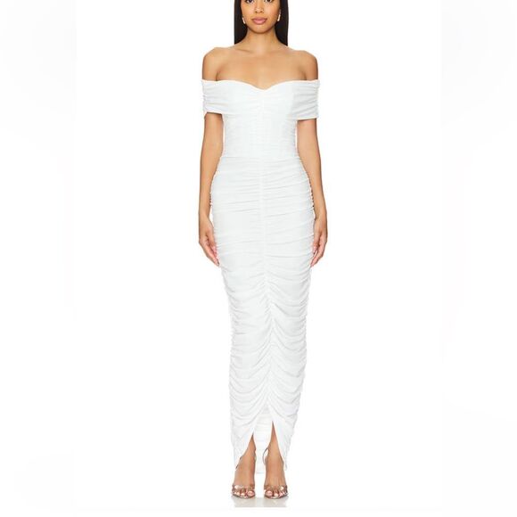 MAJORELLE Sigourney Gown White Strapless Dress ruched maxi Revolve NWT L - Picture 1 of 8